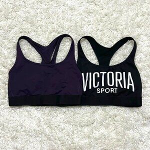 (2) Victoria's Secret Sports Bra - Black/Purple/Mesh (Size S)